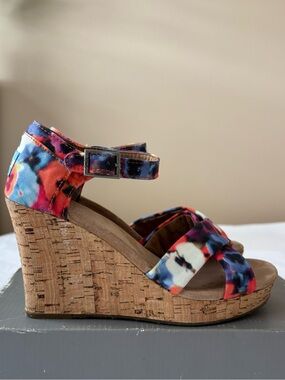Toms Colorful Cork Wedge Sandals